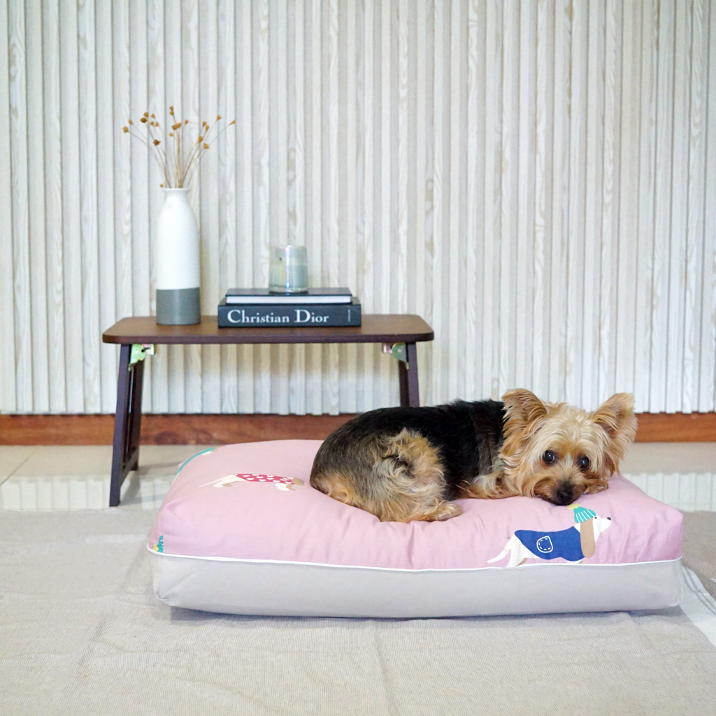 Rouline in Pink cooling medium size dog bed with multiple covers choice